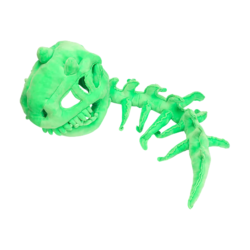 Zelený plyšový klobouk s kostrou dinosaura v dětské velikosti