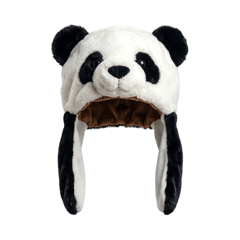 Klasický černo-bílý plyšový klobouk panda