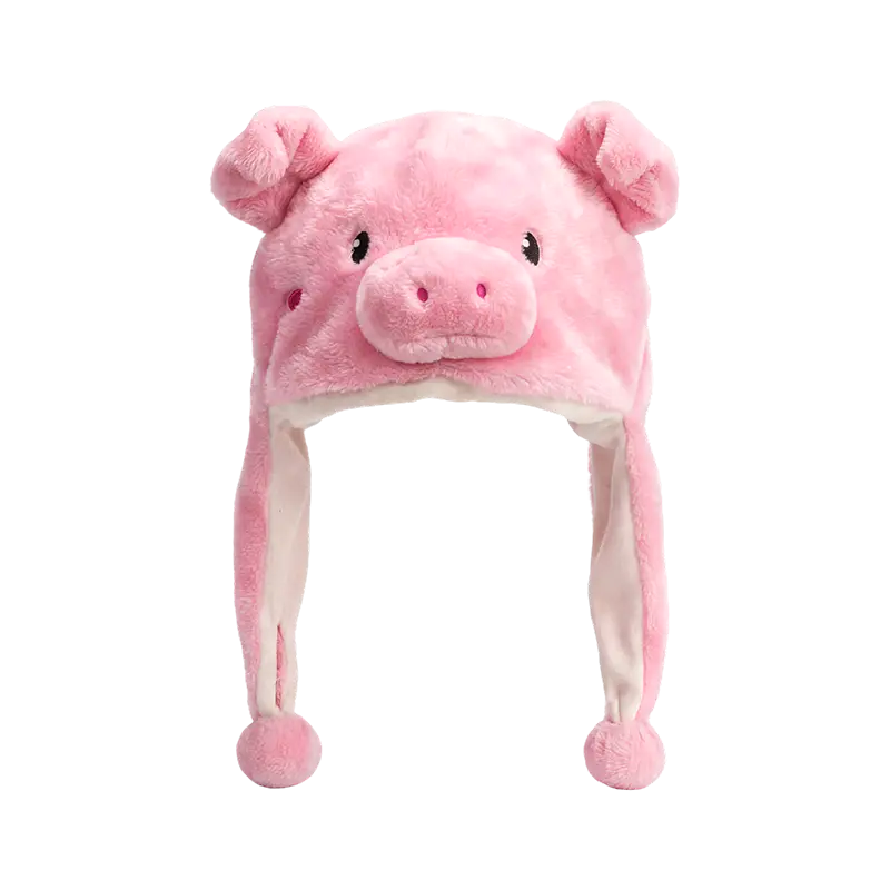 Růžový plyšový klobouk s prasátkem